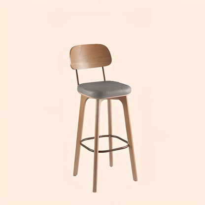 Tabourets de bar carrés en cuir de style moderne du milieu du siècle avec dossier