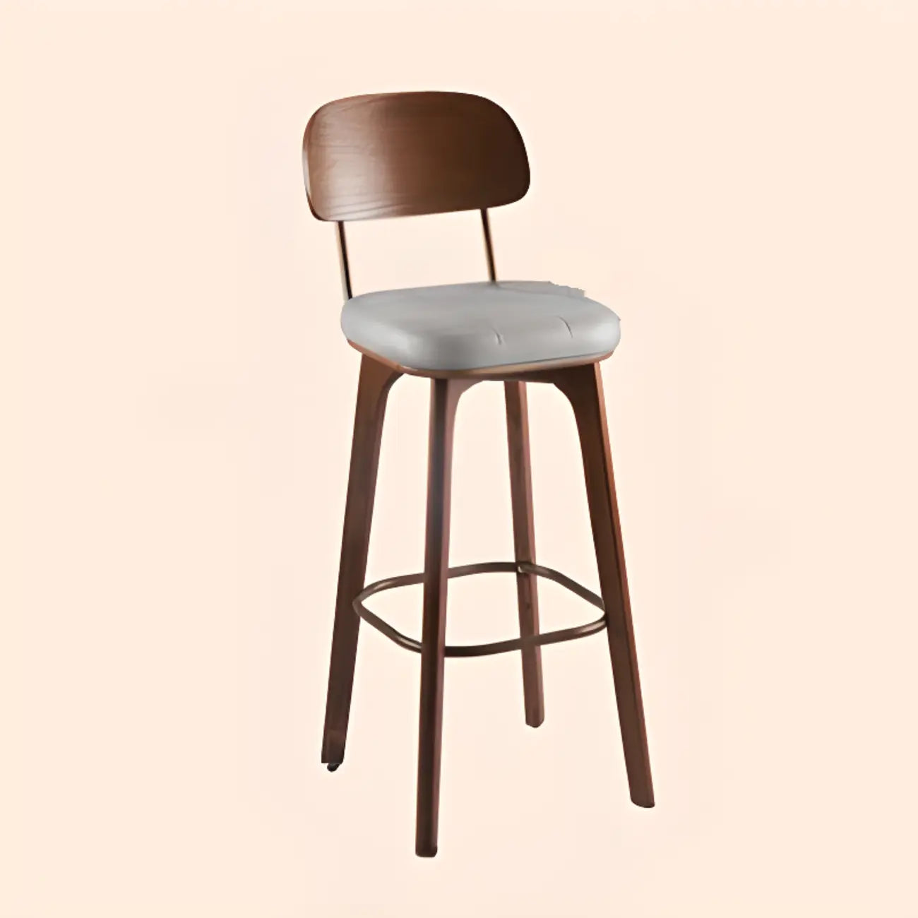 Tabourets de bar carrés en cuir de style moderne du milieu du siècle avec dossier