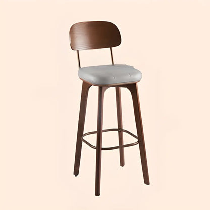 Tabourets de bar carrés en cuir de style moderne du milieu du siècle avec dossier