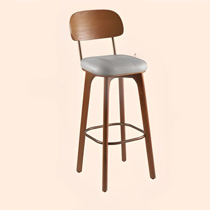 Tabourets de bar carrés en cuir de style moderne du milieu du siècle avec dossier