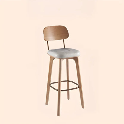 Tabourets de bar carrés en cuir de style moderne du milieu du siècle avec dossier