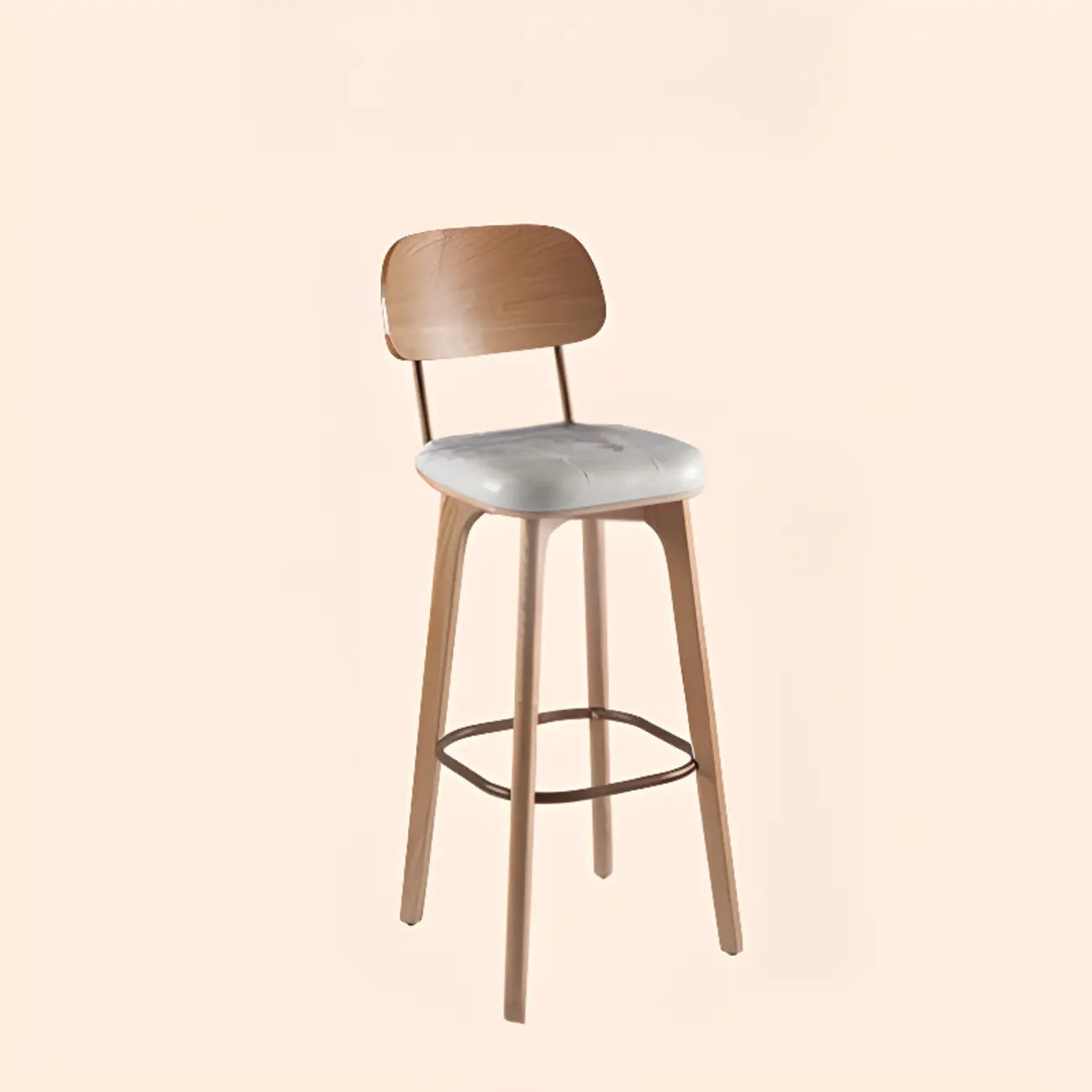 Tabourets de bar carrés en cuir de style moderne du milieu du siècle avec dossier