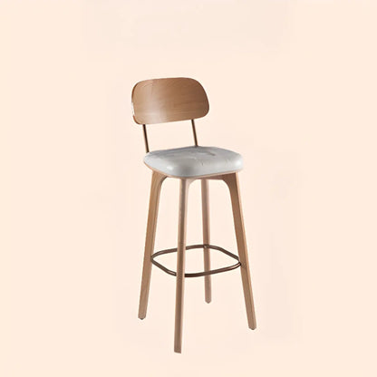 Tabourets de bar carrés en cuir de style moderne du milieu du siècle avec dossier