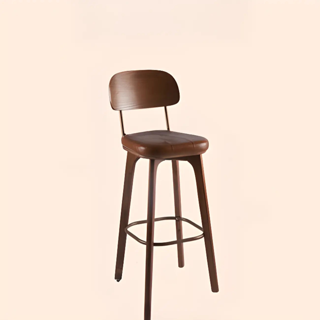 Tabourets de bar carrés en cuir de style moderne du milieu du siècle avec dossier