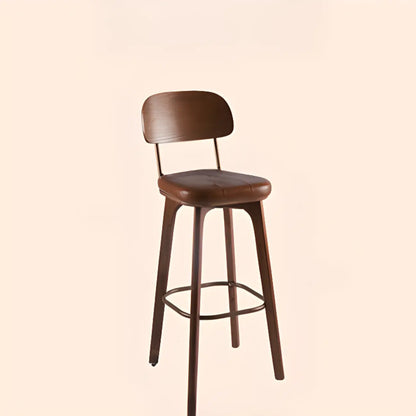 Tabourets de bar carrés en cuir de style moderne du milieu du siècle avec dossier