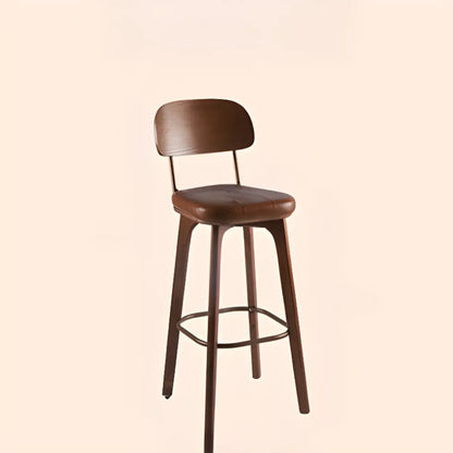 Tabourets de bar carrés en cuir de style moderne du milieu du siècle avec dossier