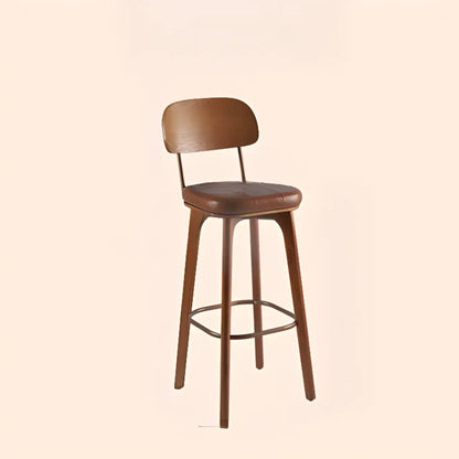 Tabourets de bar carrés en cuir de style moderne du milieu du siècle avec dossier