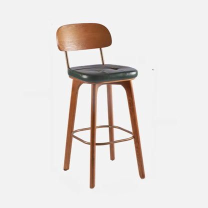 Tabourets de bar carrés en cuir de style moderne du milieu du siècle avec dossier