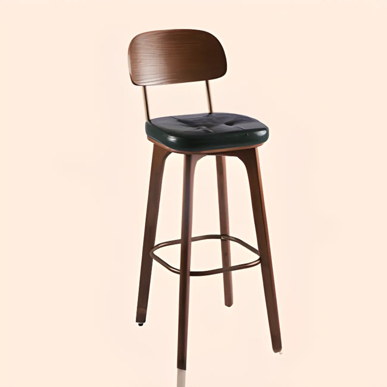 Tabourets de bar carrés en cuir de style moderne du milieu du siècle avec dossier