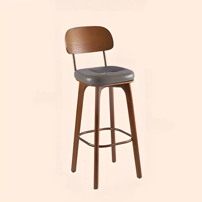 Tabourets de bar carrés en cuir de style moderne du milieu du siècle avec dossier