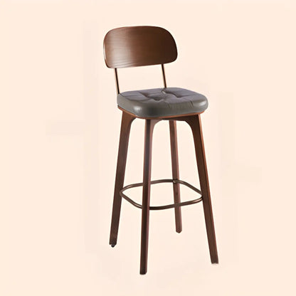 Tabourets de bar carrés en cuir de style moderne du milieu du siècle avec dossier