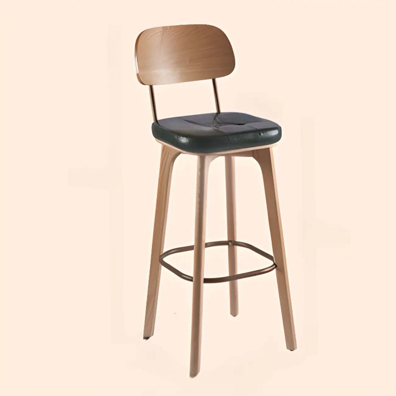 Tabourets de bar carrés en cuir de style moderne du milieu du siècle avec dossier