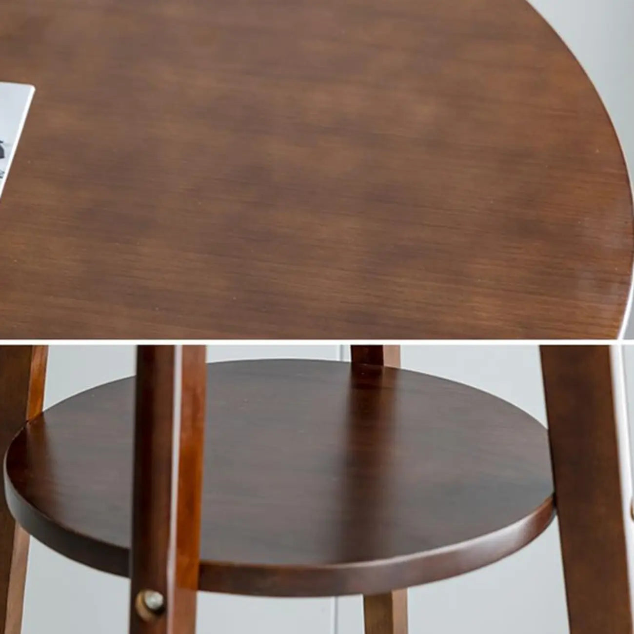 Tables de bar rondes scandinaves en bois d'hévéa avec étagère