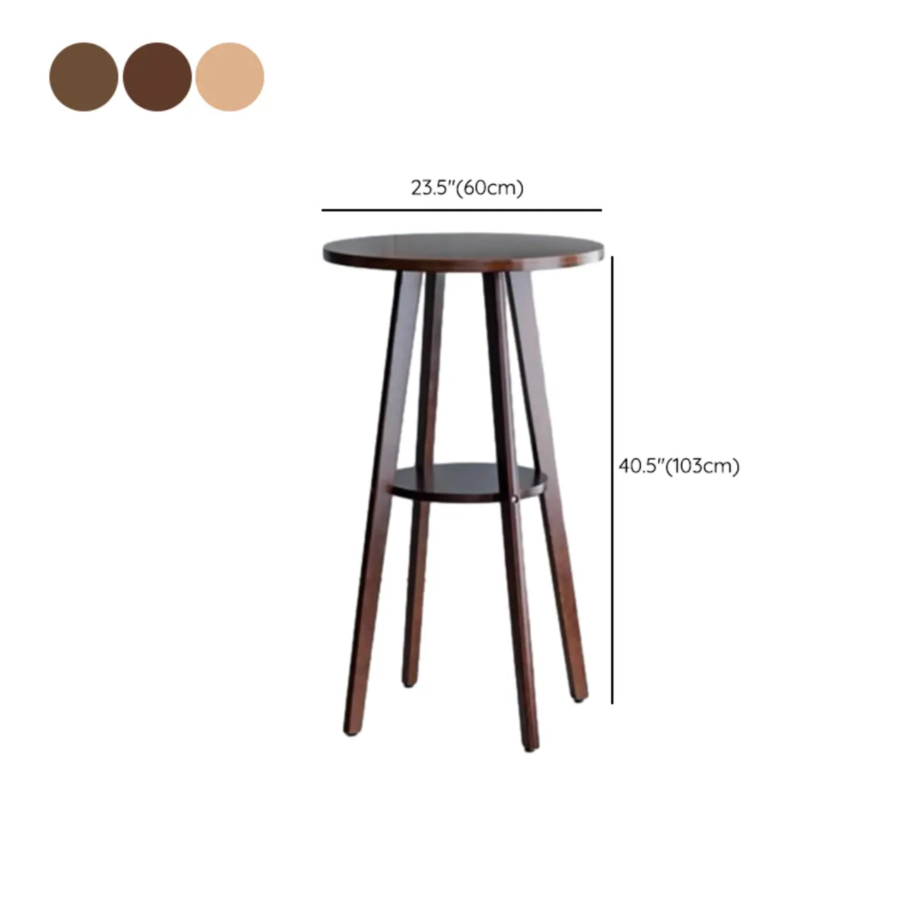 Tables de bar rondes scandinaves en bois d'hévéa avec étagère