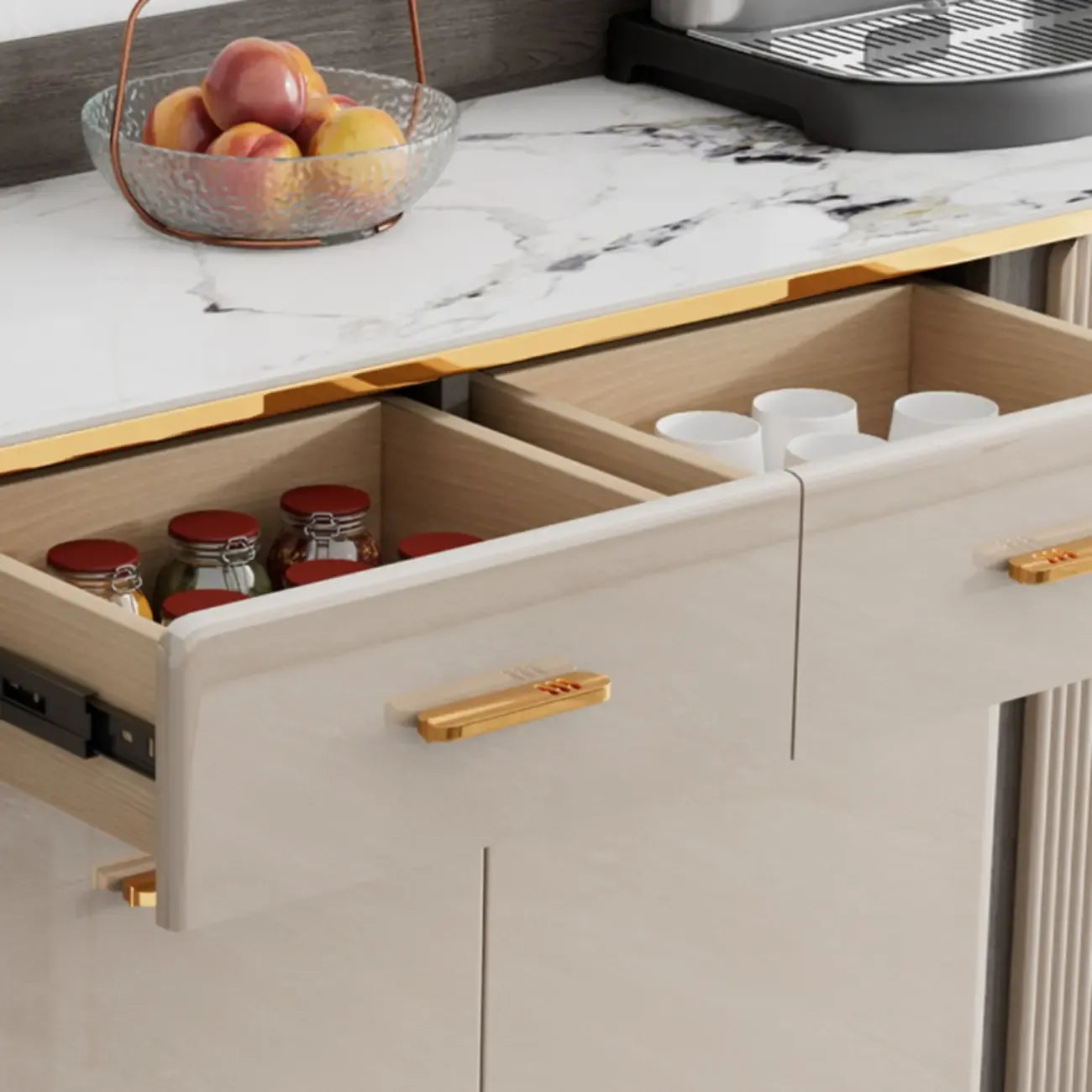 Buffet de salle à manger en bois réglable et élégant