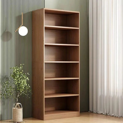 Bibliothèque moderne à plusieurs niveaux en bois brun avec dos fermé