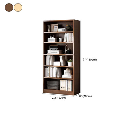 Bibliothèque moderne à plusieurs niveaux en bois brun avec dos fermé