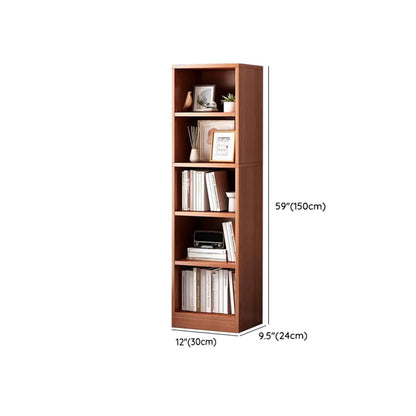 Bibliothèque moderne à plusieurs niveaux en bois brun avec dos fermé