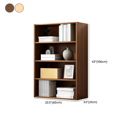 Bibliothèque moderne à plusieurs niveaux en bois brun avec dos fermé