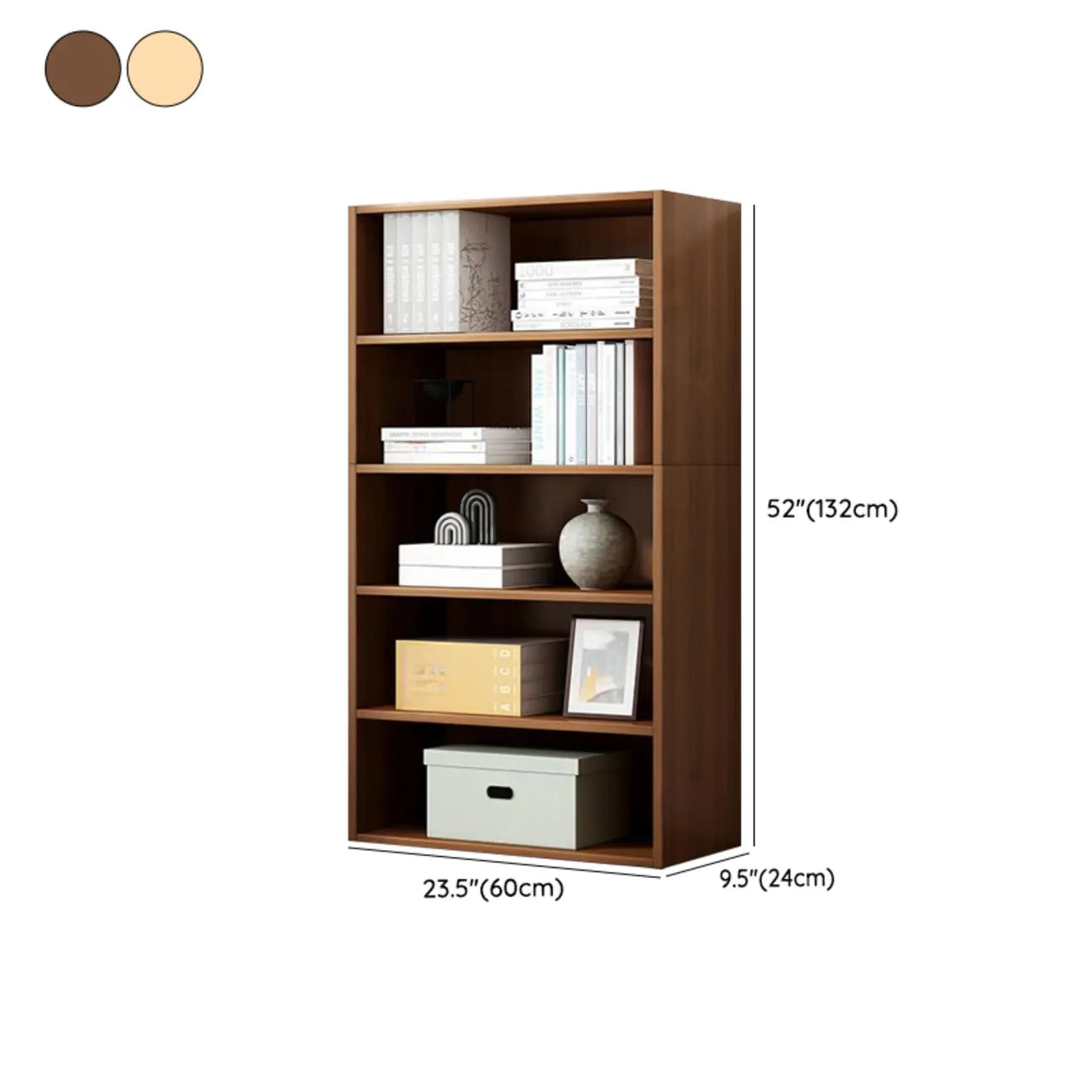 Bibliothèque moderne à plusieurs niveaux en bois brun avec dos fermé