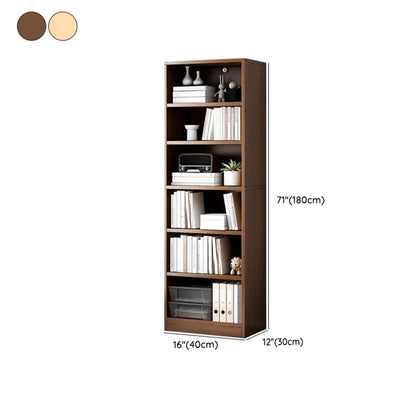 Bibliothèque moderne à plusieurs niveaux en bois brun avec dos fermé