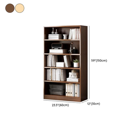 Bibliothèque moderne à plusieurs niveaux en bois brun avec dos fermé