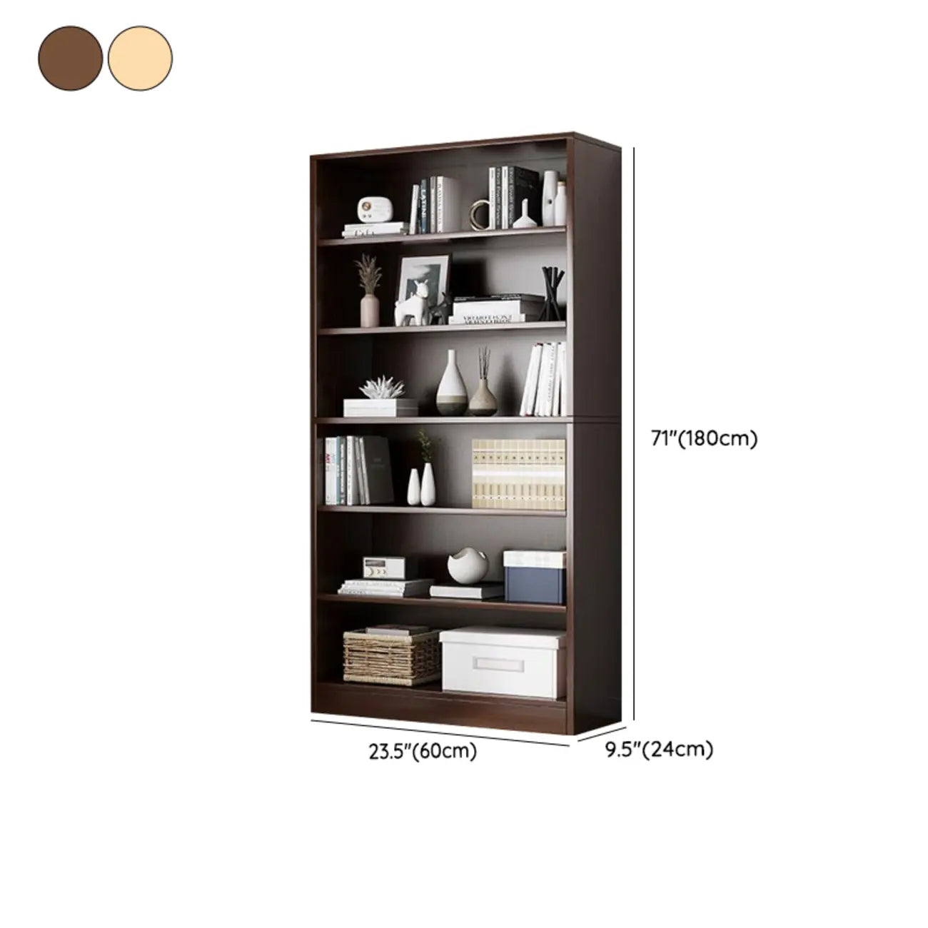 Bibliothèque moderne à plusieurs niveaux en bois brun avec dos fermé