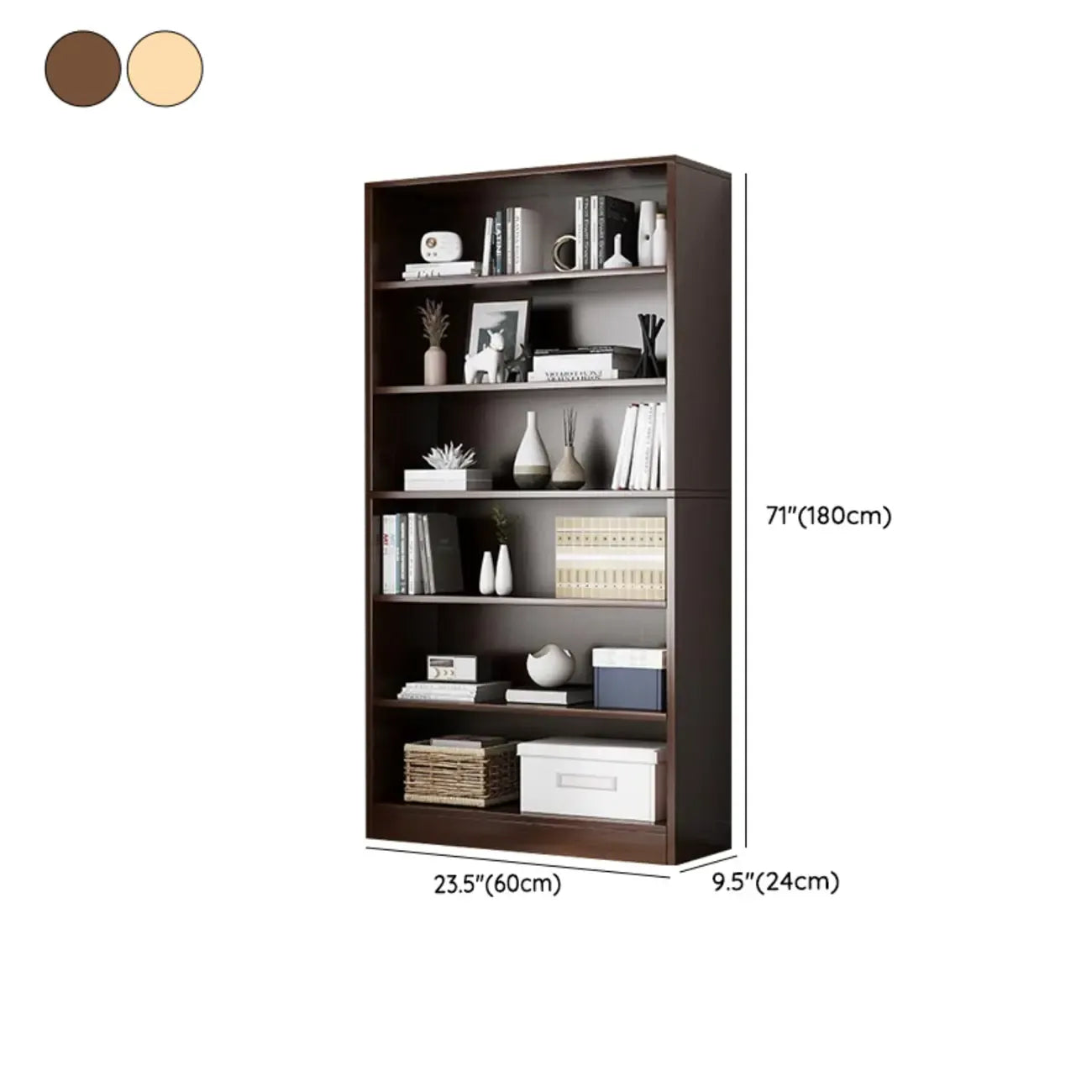 Bibliothèque moderne à plusieurs niveaux en bois brun avec dos fermé