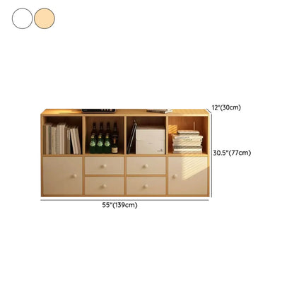 Bibliothèque moderne à plusieurs niveaux en bois brun avec dos fermé