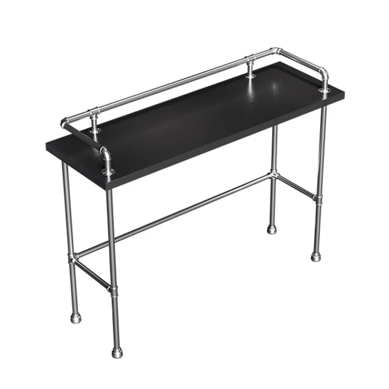 Table de bar rustique en bois dur couleur charbon avec support pour les pieds