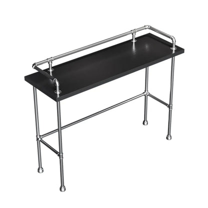 Table de bar rustique en bois dur couleur charbon avec support pour les pieds