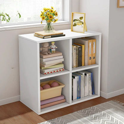 Bibliothèque rectangulaire horizontale en bois naturel à plusieurs cubes