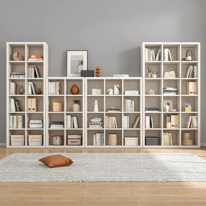 Bibliothèque rectangulaire horizontale en bois naturel à plusieurs cubes