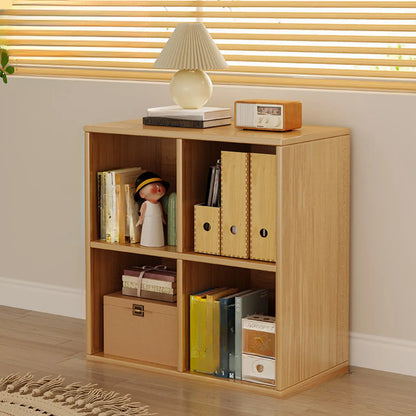 Bibliothèque rectangulaire horizontale en bois naturel à plusieurs cubes