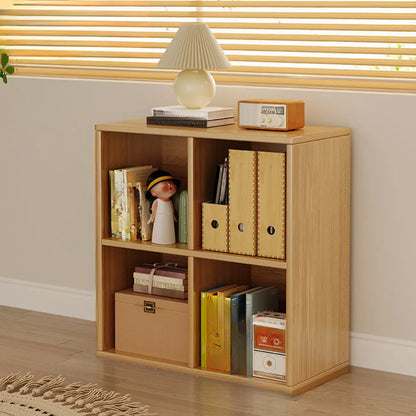 Bibliothèque rectangulaire horizontale en bois naturel à plusieurs cubes