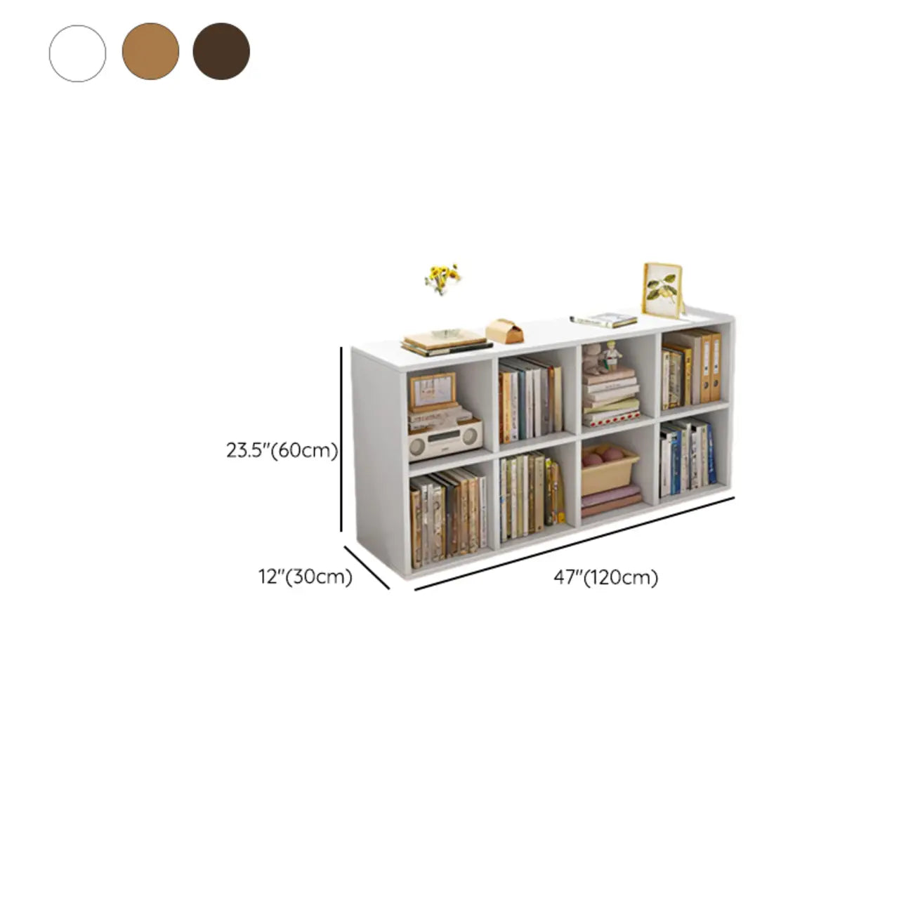 Bibliothèque rectangulaire horizontale en bois naturel à plusieurs cubes