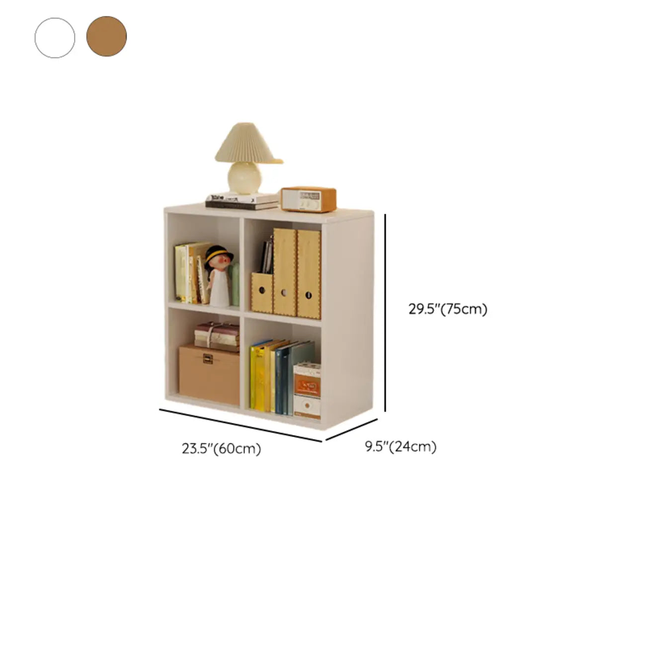 Bibliothèque rectangulaire horizontale en bois naturel à plusieurs cubes