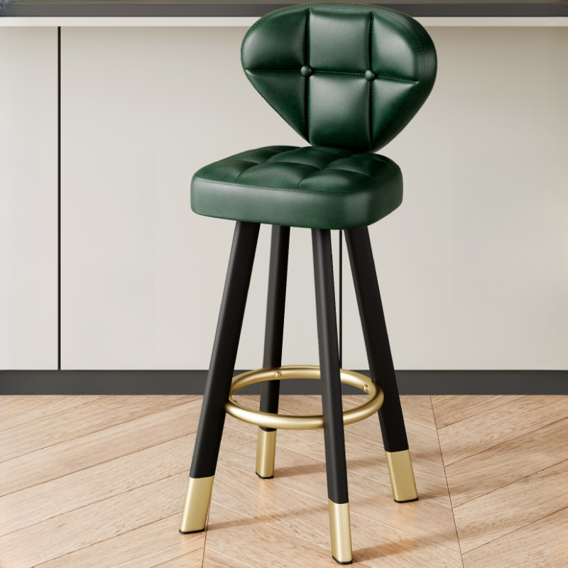 Tabourets de bar modernes capitonnés, hauteur comptoir, avec repose-pieds en métal