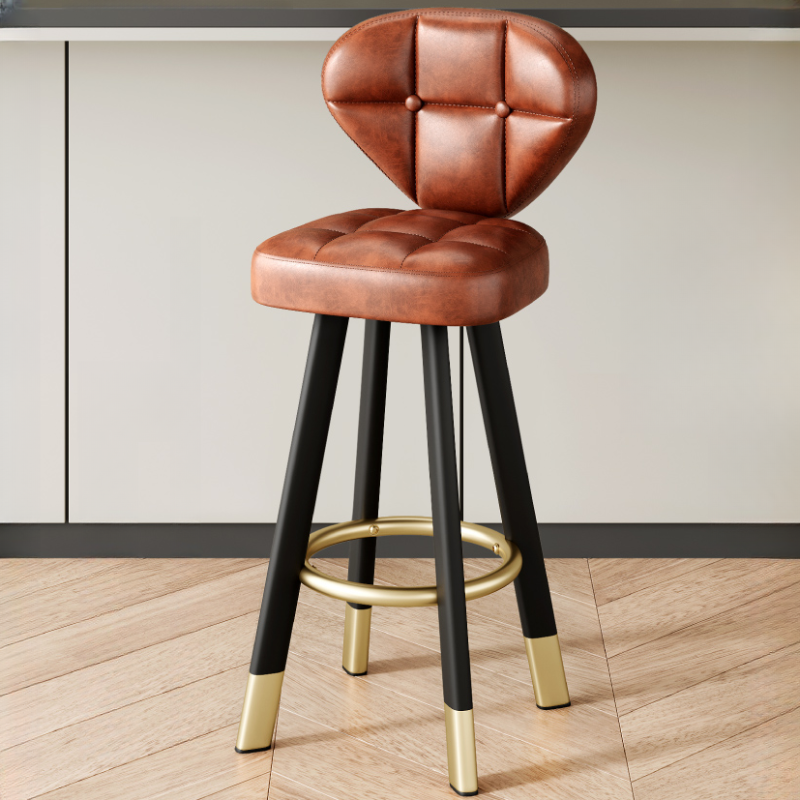 Tabourets de bar modernes capitonnés, hauteur comptoir, avec repose-pieds en métal