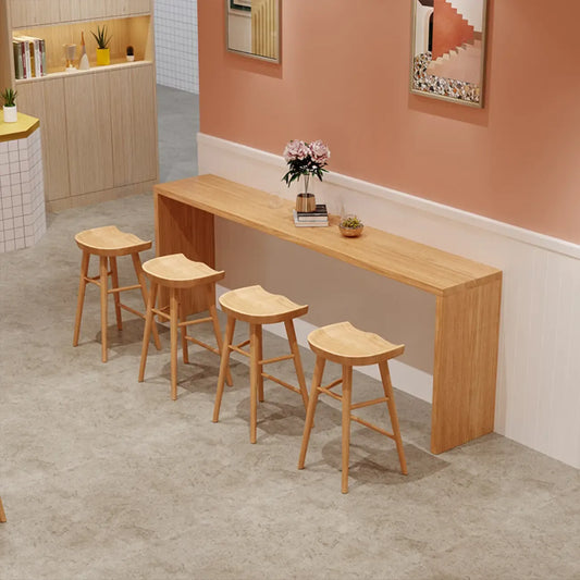 Table haute de bar rectangulaire scandinave en bois à double piétement