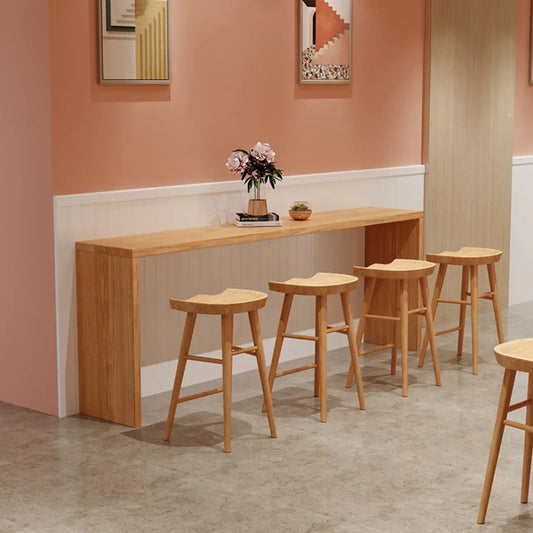 Table haute de bar rectangulaire scandinave en bois à double piétement
