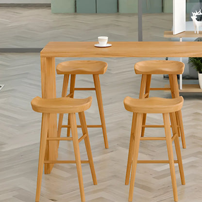 Table haute de bar rectangulaire scandinave en bois à double piétement