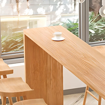 Table haute de bar rectangulaire scandinave en bois à double piétement