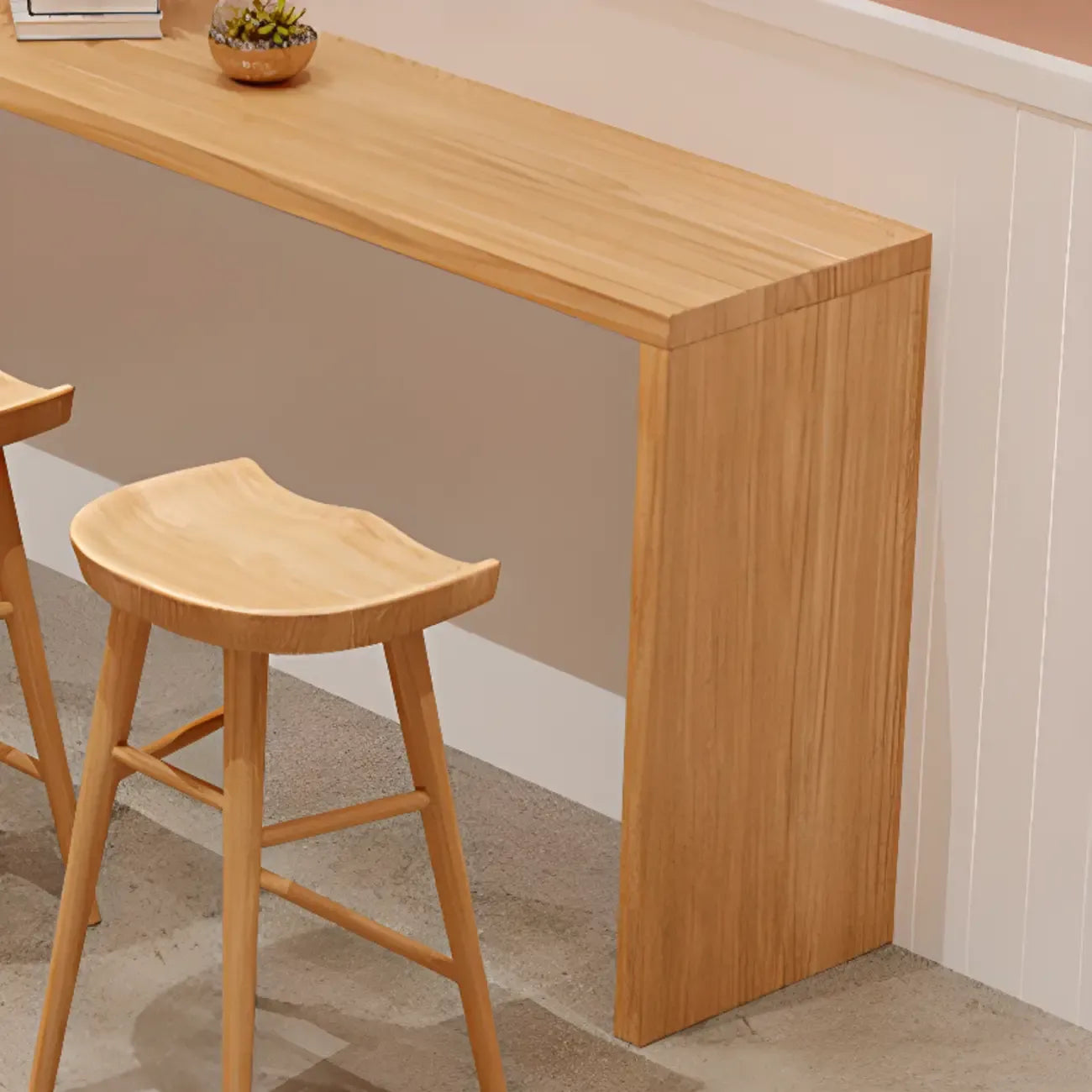 Table haute de bar rectangulaire scandinave en bois à double piétement