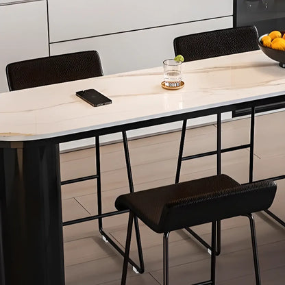 Table de bar ovale contemporaine en marbre blanc pour les repas