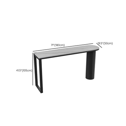 Table de bar ovale contemporaine en marbre blanc pour les repas