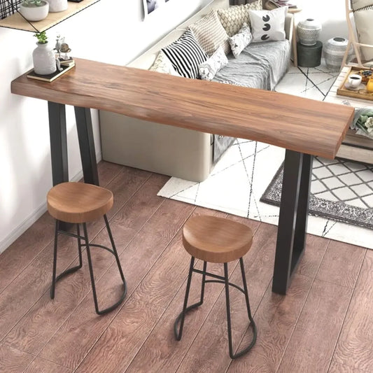 Tables de bar scandinaves en bois naturel avec piètement traîneau