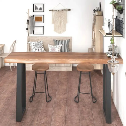 Tables de bar scandinaves en bois naturel avec piètement traîneau