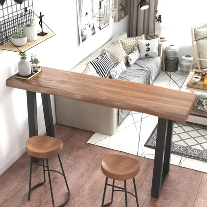 Tables de bar scandinaves en bois naturel avec piètement traîneau