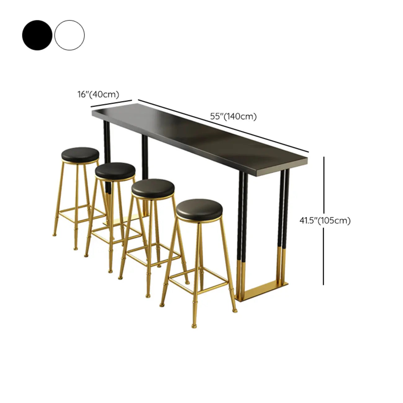 Table de bar élégante avec plateau en bois et piètement en métal pour la cuisine